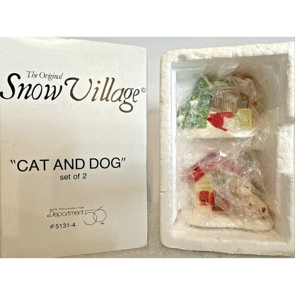 Department 56 Original Snow Village CAT AND DOG Set of 2 Ceramic Figurines NEW - Picture 2 of 4